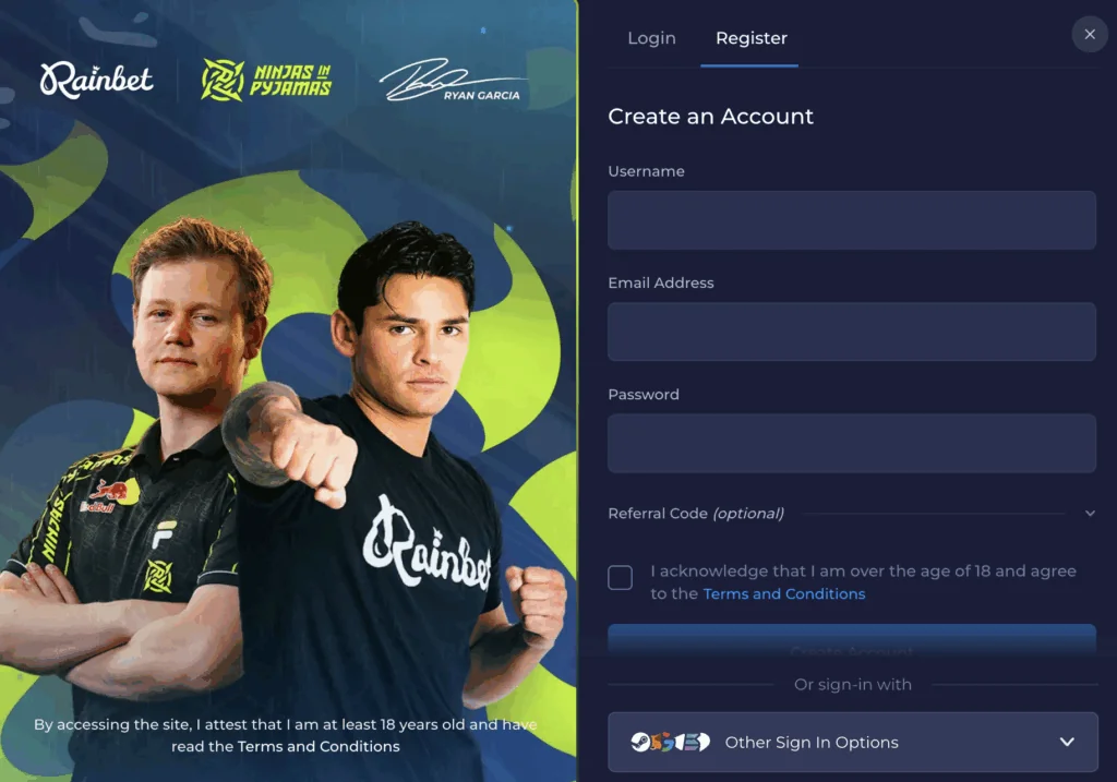 Create A Rainbet Account