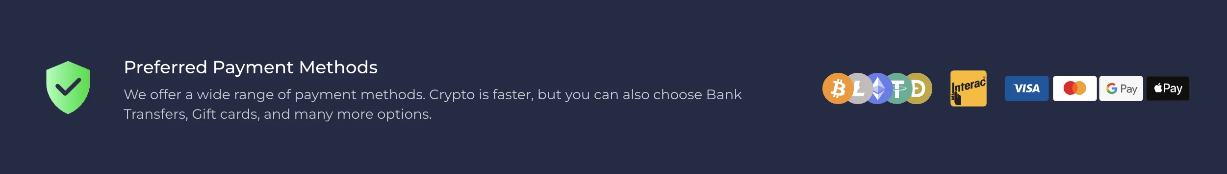 Rainbet Payment Methods